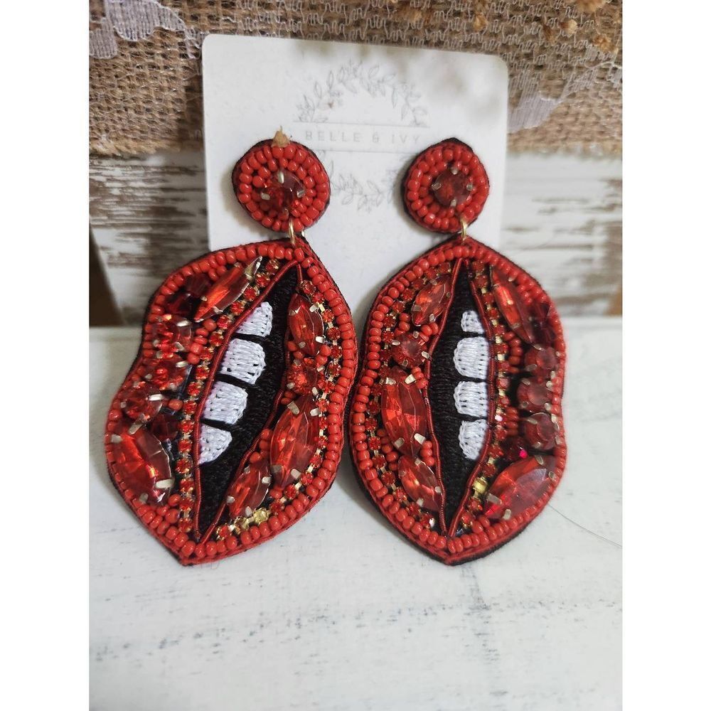 Red Mouth Earrings